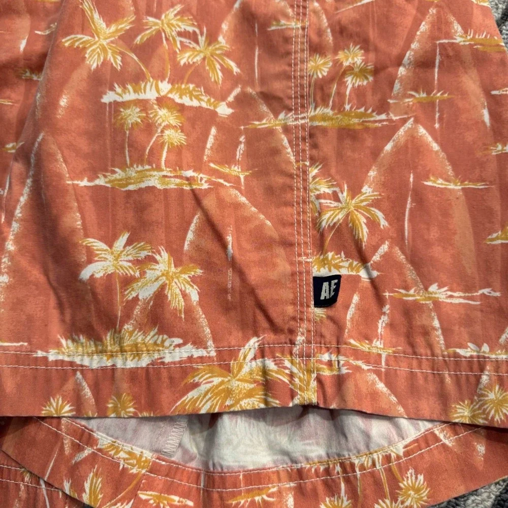 American Eagle Mens Orange‎ Tropical Palm Surfboard Board Swim Shorts Size 34